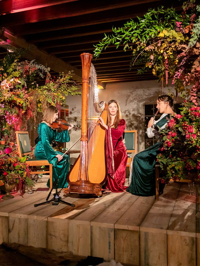 Medieval Trio perform for the banquet
